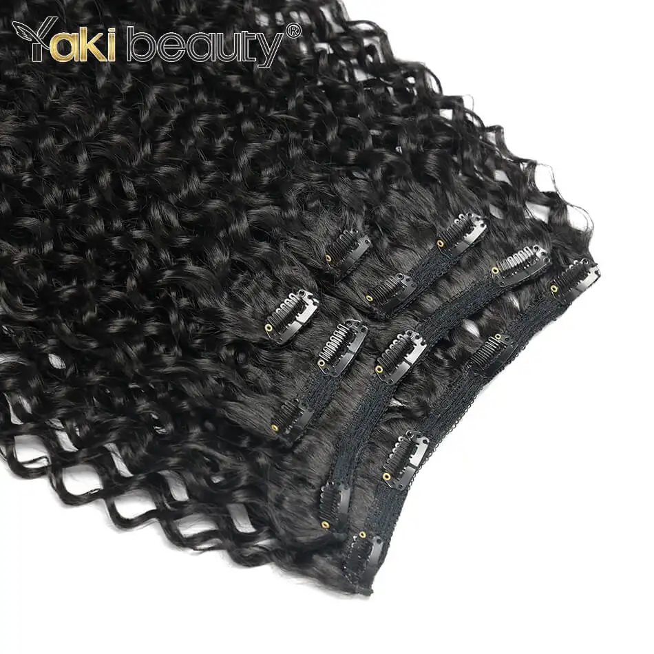 26 ''لحمة مزدوجة الاصطناعية جيري مجعد كليب في الشعر التمديد كامل الرأس اليابانية العضوية الحرير الجليد هيربيسي أسود براون 160 جرام