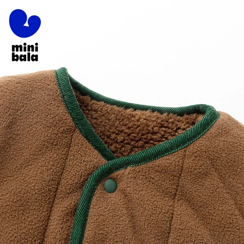 남아와 여아용 미니 발라 조끼, 기모 따뜻한 양면 모피 조끼, 2024 겨울 스타일 