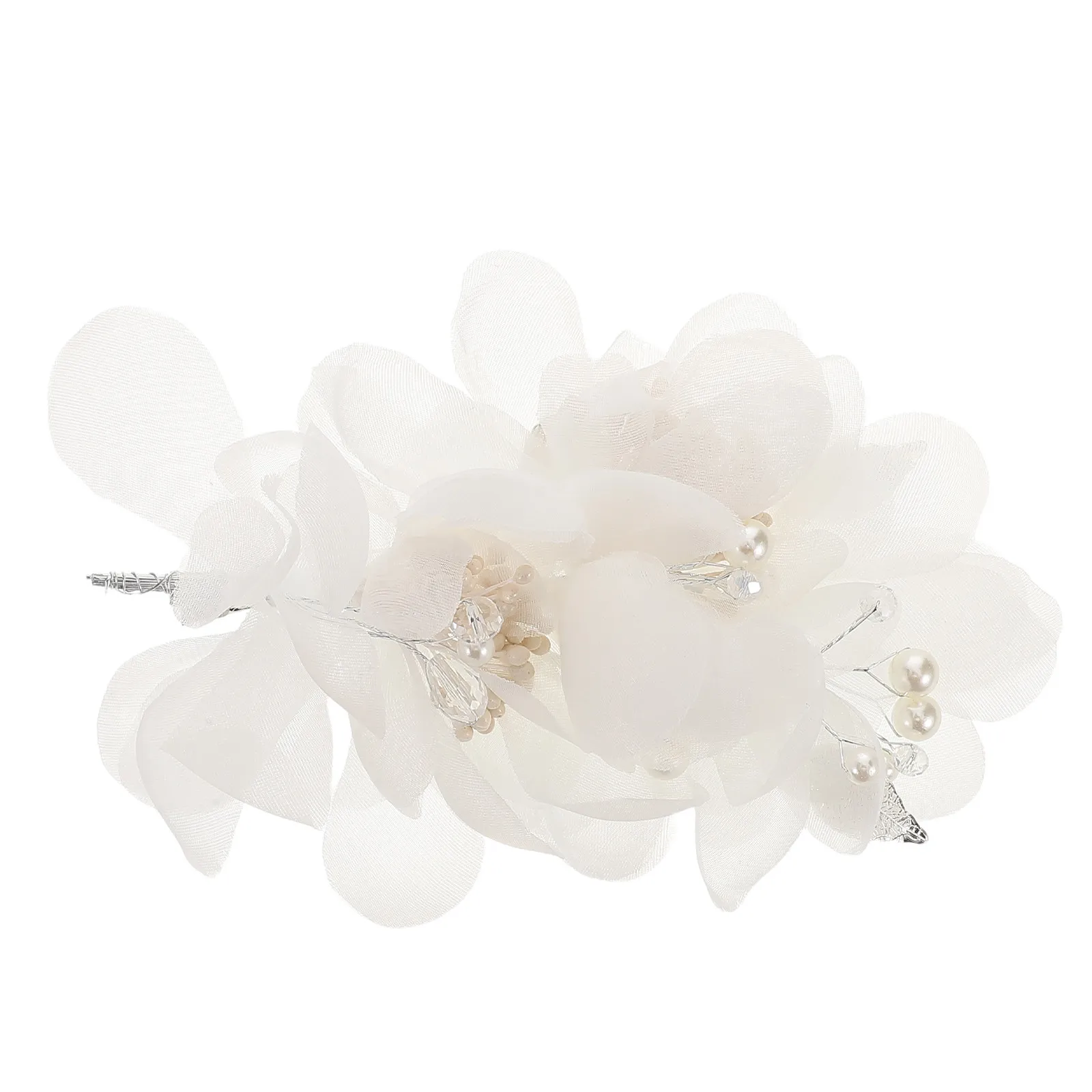 

Изысканная легкая свадебная заколка для волос ручной работы с цветами из тюля, аксессуар для прически невесты