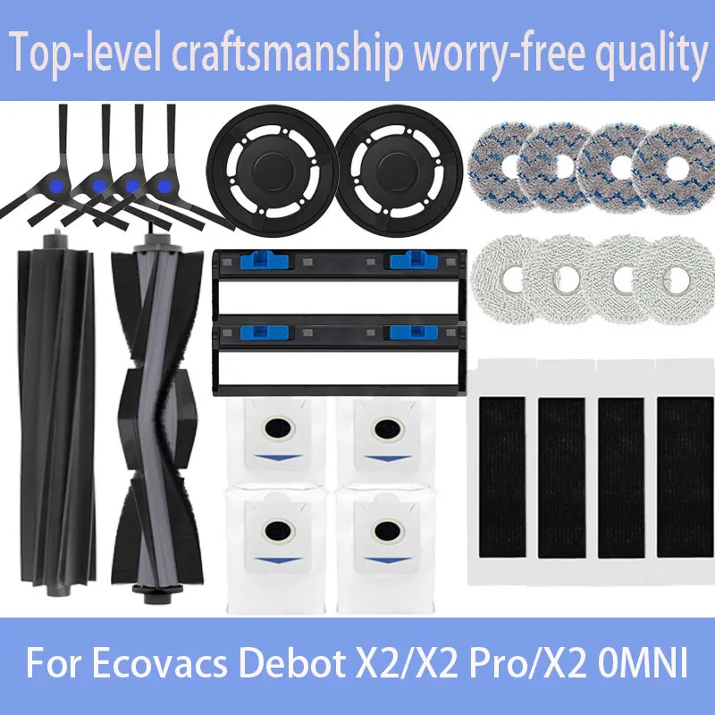 床掃除ロボット,サイドブラシ,フィルター,クリーニングクロス,ダストバッグ,ecovacs x2,x2 pro用アクセサリー,消耗品