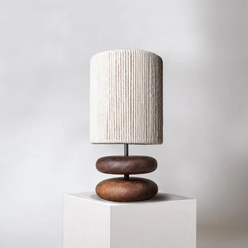 Solid Wood Desk Lamp Japanese Style Cloth Table Lamps Living Room Study Desktop Mood Light Indoor Accessories Lighting Lights
