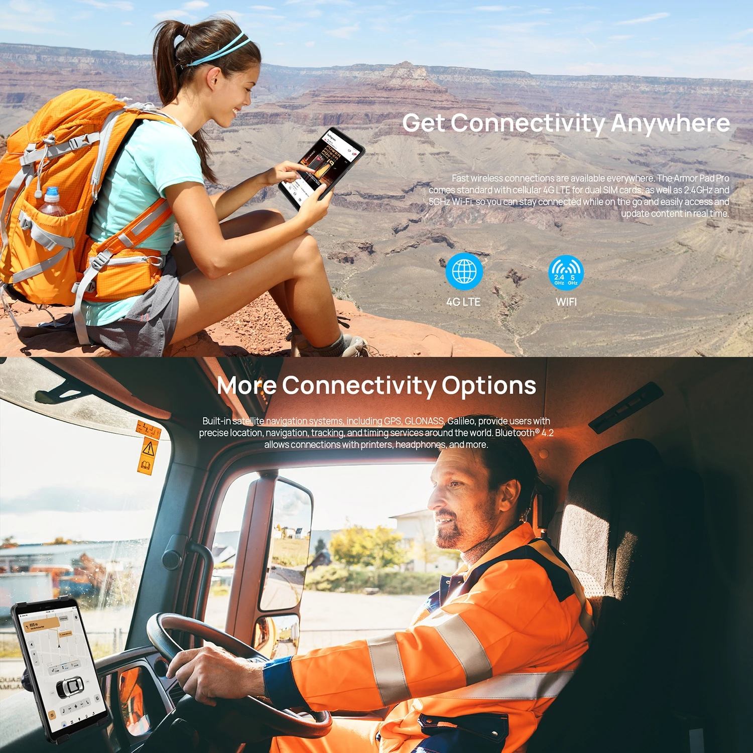 Ulefone Armor Pad Pro Robuster Tablet-PC 8 GB + 128 GB IP68/IP69K 8'' Android 13 MT8788 48 MP 7650 mAh 4G Tablet-PC