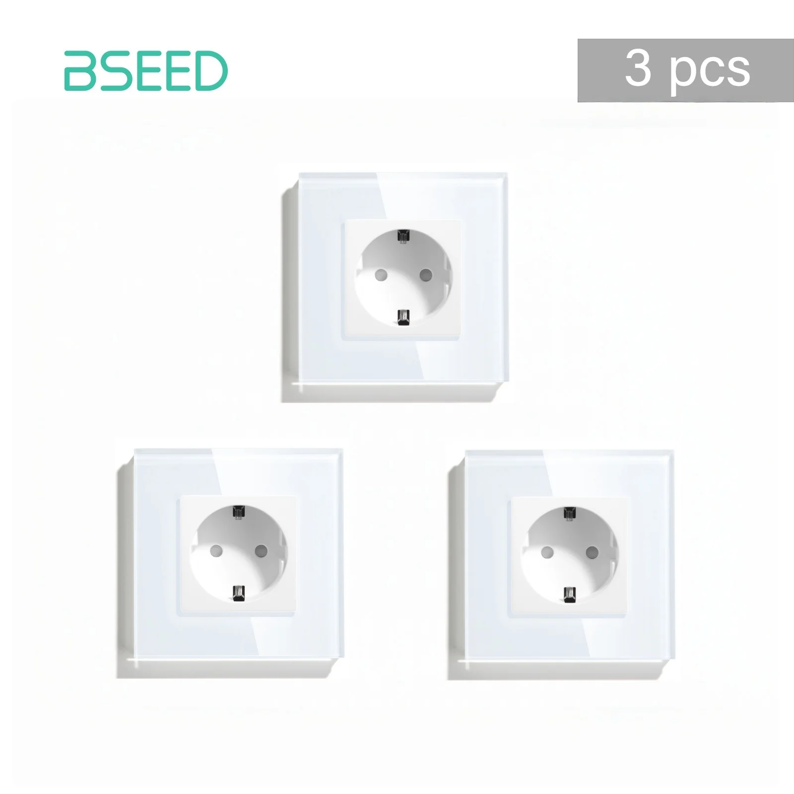 BSEED Wandcontactdoos Glazen frame 16A Enkel stopcontact EU-norm voor thuiskantoor Slaapkamer Stopcontact