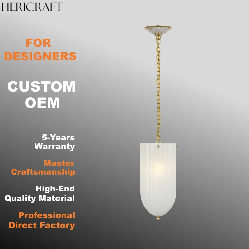 Neoclassical Brass Chain Pendant Light Adjustable Hanging Lamp With Scalloped Glass For Dining Kitchen Hallway 110V