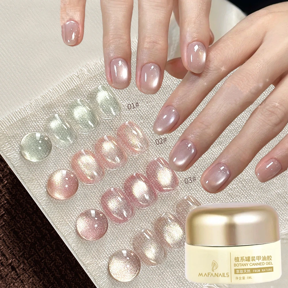 8ML Pink/Cyan/Yellow Water Light Magnetic Nail Polish Transparent Glass Beads Cat Eyes Gel Nail Polish Soak Off UV Manicure Gel