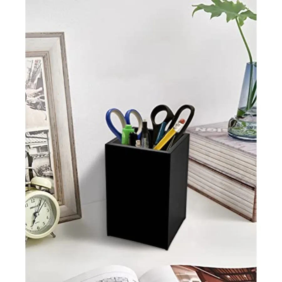 2 Pack Acrylic Pencil Pen Holder Cup, Desk Accessories Holder, Makeup Brush Storage Organizer, Modern Design Desktop Stationery