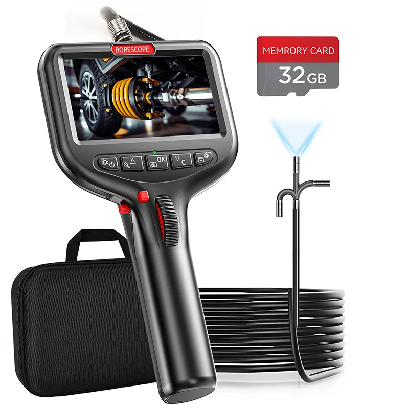 Industrial Endoscope Camera S4 Model 360 Degree 2-way Rotation 200W 1080P HD Pixel Inspection Borescope IP67 Waterproof 4.3
