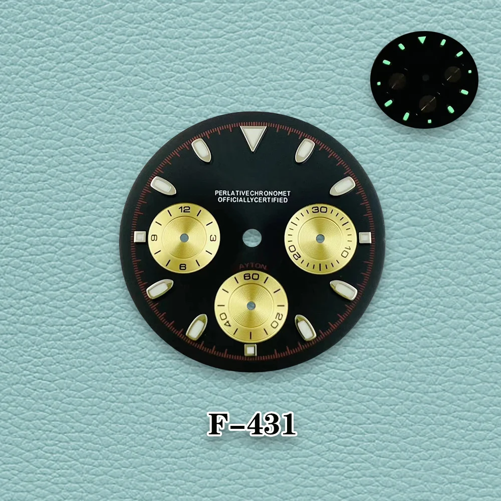 29.5mm  VK63 High Quality Dial S Logo DTN Panda Dial For VK63 Movement C3 Green Luminous Watch Modification Accessories