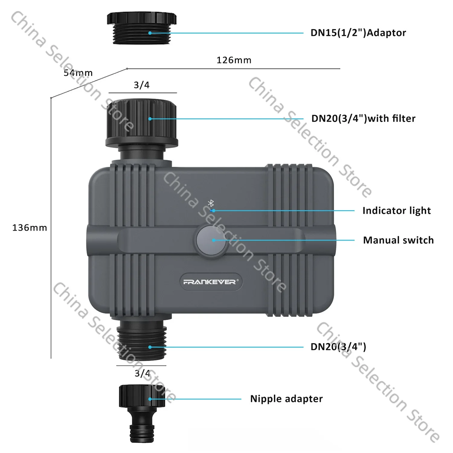 Bluetooth smart irrigator water valve, smart home garden sprinkler drip irrigation timing watering controller