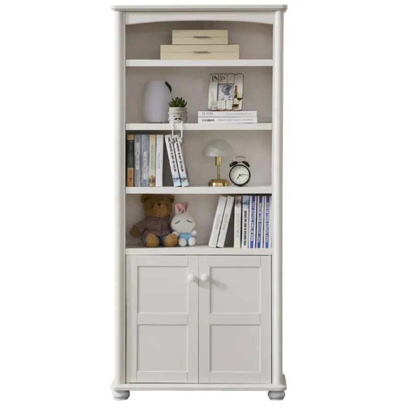 Transitional Engineered Wood Display Shelf Multi Tier with Doors No Tools Required Shelves Quick Setup for Room Use Stackable