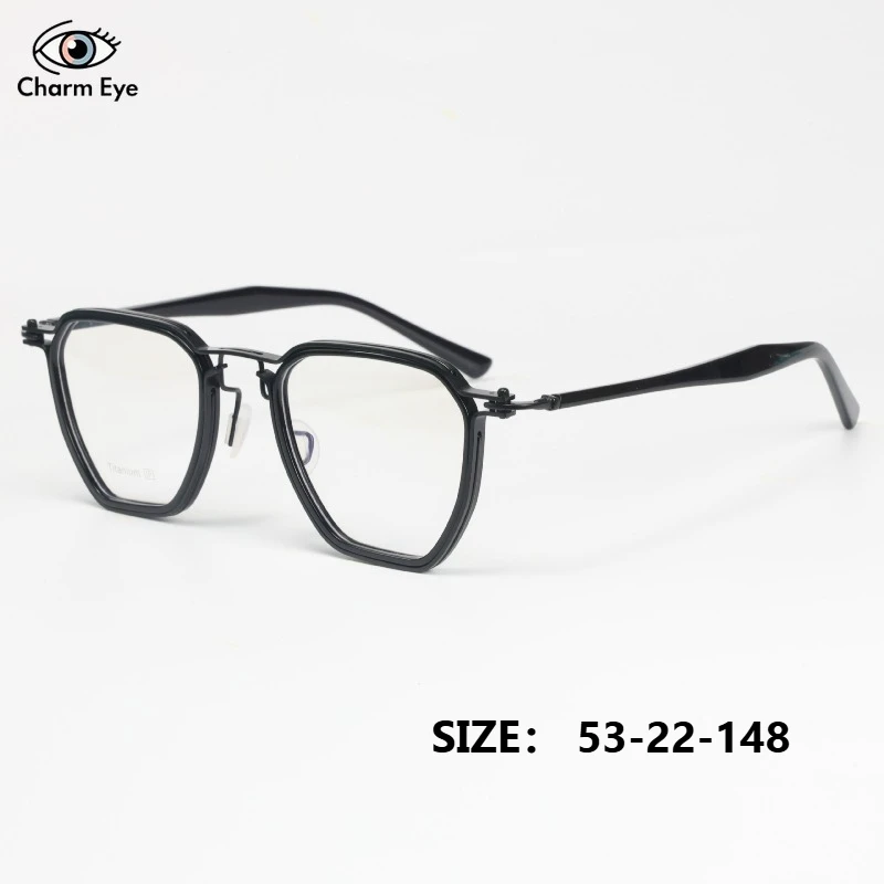 

Японские очки из чистого титана, ацетатные очки в стиле ретро, квадратный дизайн, оптическая оправа для очков по рецепту, мужские очки для близорукости, анти-синий свет