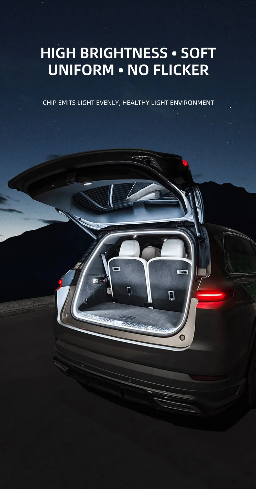 2m/4m Kofferraum-Lichtstreifen Flexibler Scan-Soft-LED-Lichtstreifen Versteckte Kofferraumlampe mit automatischer Induktion Universell für SUV MPV – Detail 3
