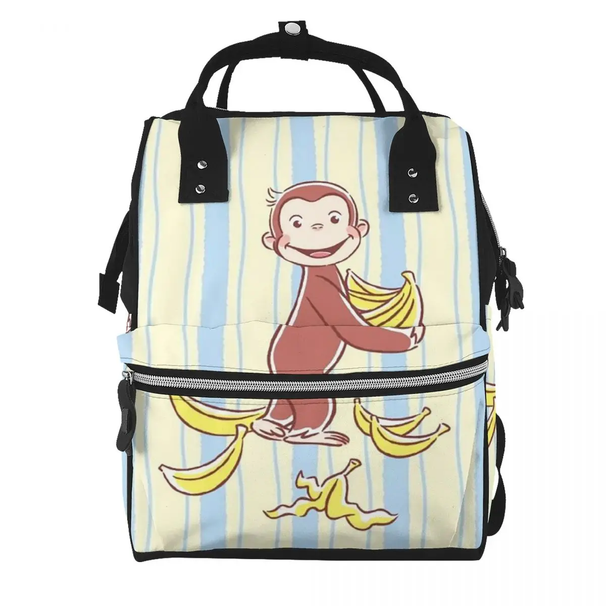 Curious George Monkey Cartoon Animation Student Backpack School Bag Hiking Travel Daypack for Men Women Bookbag Shoulder Bags