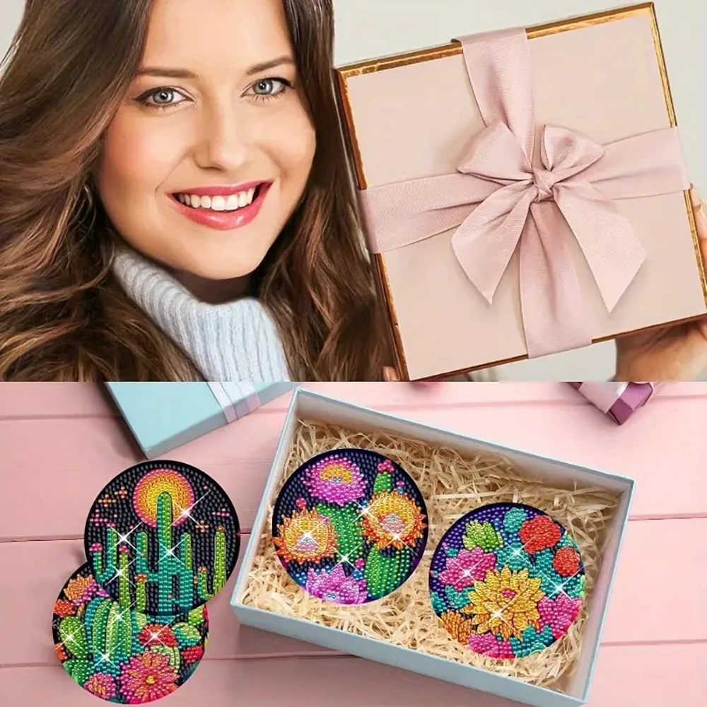 8 قطع/مجموعة من الوقايات المطلية بالألماس على شكل حيوانات وزهور، حصيرة مشروبات مقاومة للحرارة من حجر الراين المتلألئ مع #5