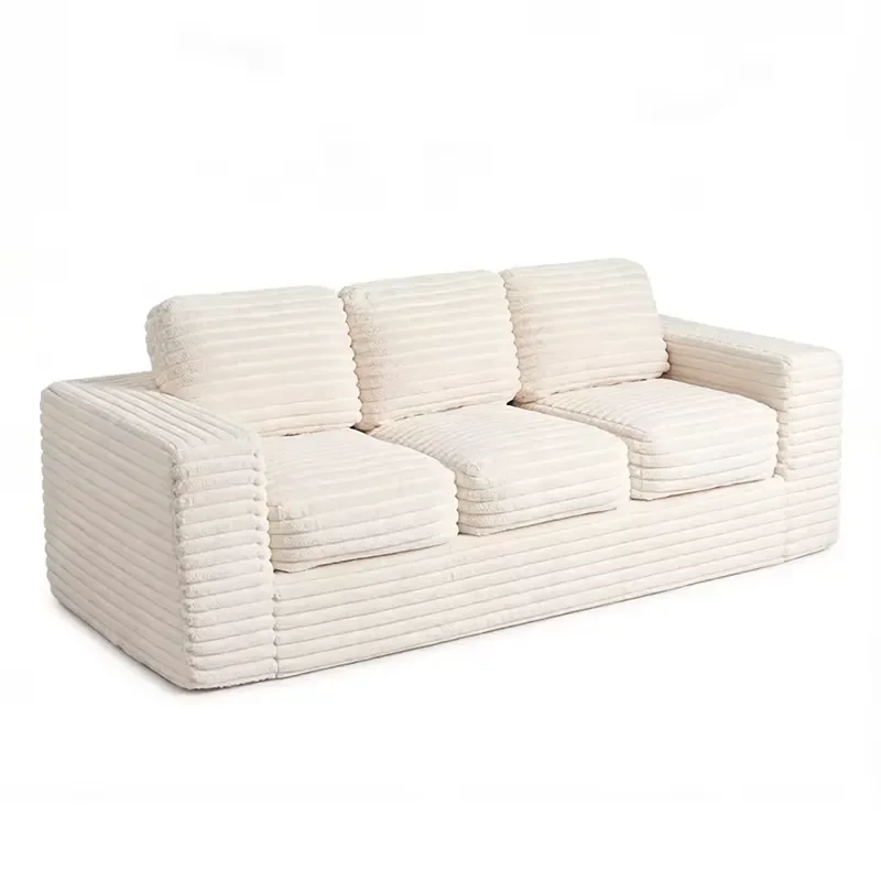 ODM Cream Style Modern Minimalist Frameless Single Compression Lazy Sofa, Flannel Bedroom Leisure Chair