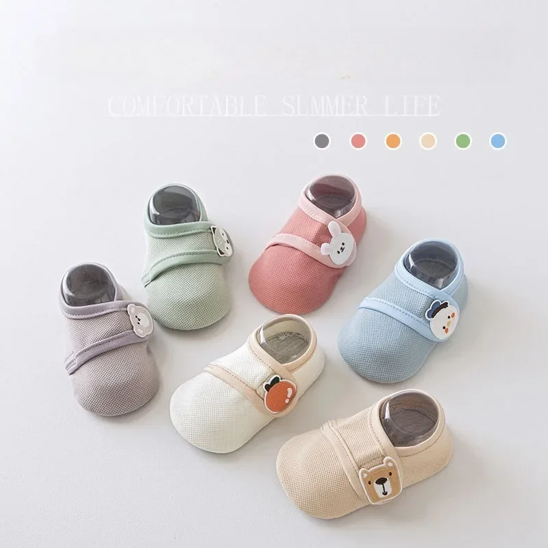 

Дышащие тонкие детские носки унисекс для детей от 1 до 3 лет, противоскользящая обувь на платформе и подошве для малышей, домашние однотонные детские носки, чехол