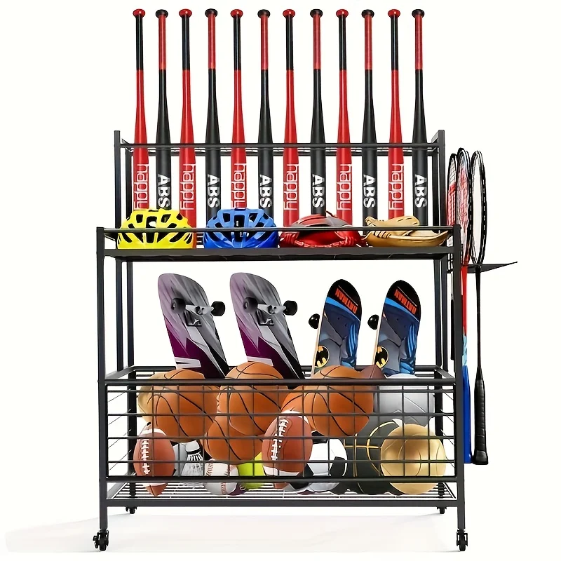 

Sports Equipment Organizer, Garage Ball Storage, Baseball Bat Holder Holds 24 Bats Baseball sliding mitt Baseball stand Baseball