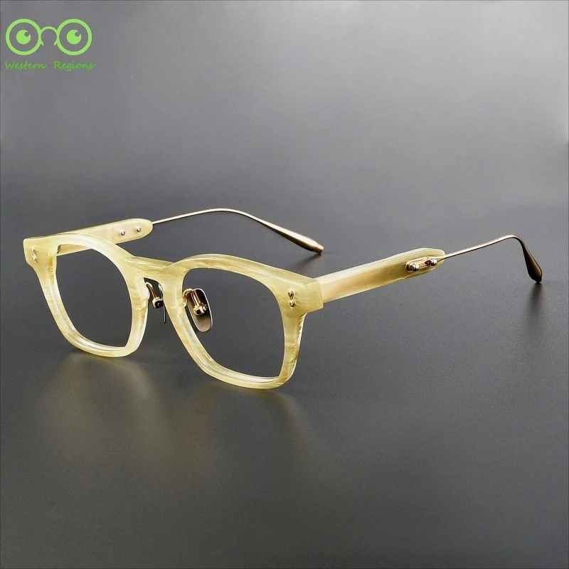 

Новая модель 2026 года: Оправа для очков ручной работы из высококачественного ацетата, в ретро-классическом стиле, для мужчин и женщин, цвета чайной патины, с вставками из чистого титана.