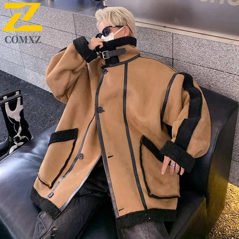 

Premium Shearling Jacket 2025 Men Winter Thickened Lamb Wool Coat High Quality Parkas Fashion Streetwear Warm Urban Style
