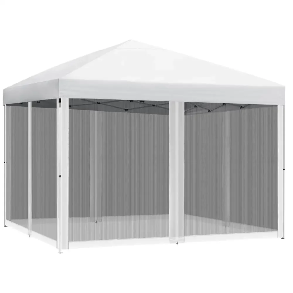 Pop-Up Outdoor Canopy Tent with Netting White Patio Screen House Kit