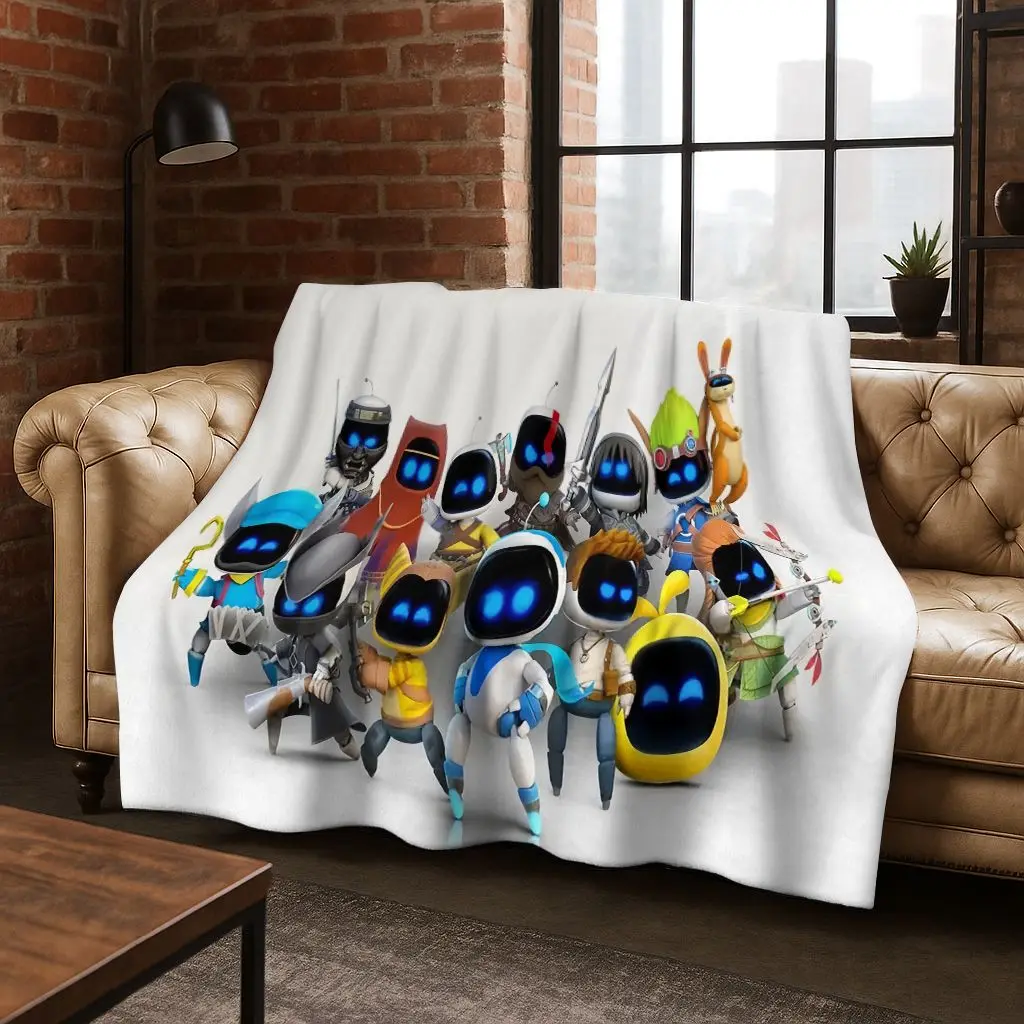 3D Classic Game A-ASTRO BOT Cartoon Flannel Blanket,Warm and Cozy Soft Throw Blanket for Home Bedroom Bed Sofa Picnic Cover Gift