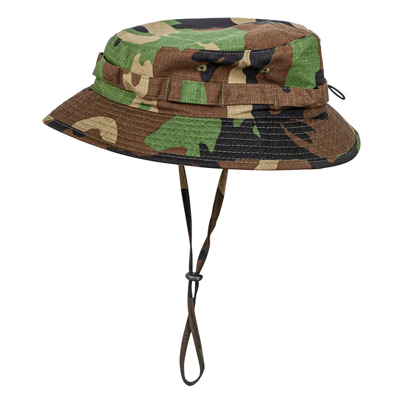 Tactical Camouflage Short Brim Bennie Hat Men\'s Women\'s Outdoor Round Edge Sunshade Narrow Eave Fisherman Sun Cap