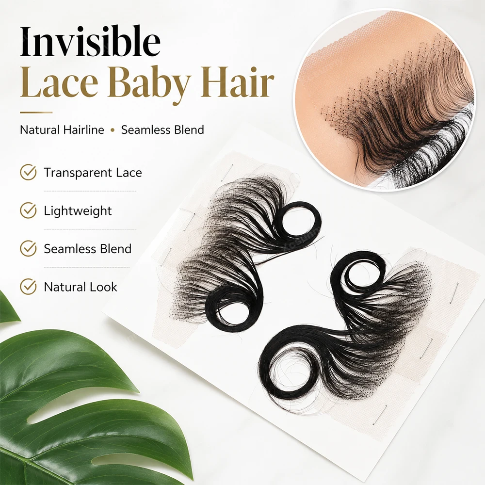 Baby Hair Edges Human Hair Reusable Natural Invisible Hairline For Women Straight Baby Hair Edge Strips Transparent Lace