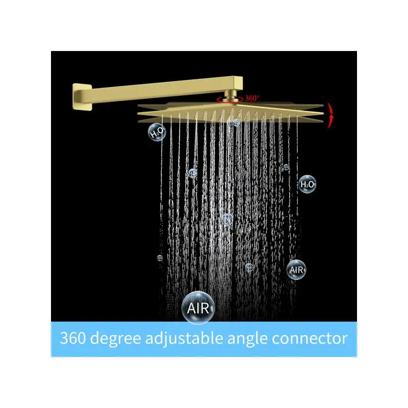 مجموعة كومبو لنظام دش الأمطار مع رأس دش مقاس 12 بوصة وصنبور محمول، لمسة نهائية ذهبية مصقولة، صمام نحاسي خشن #3
