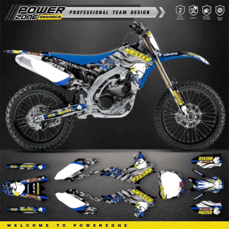 PowerZone пользовательские графические фоны для команды, наклейки, комплект наклеек для YAMAHA YZF450 2010 2011 2012 2013, номер имени на заказ