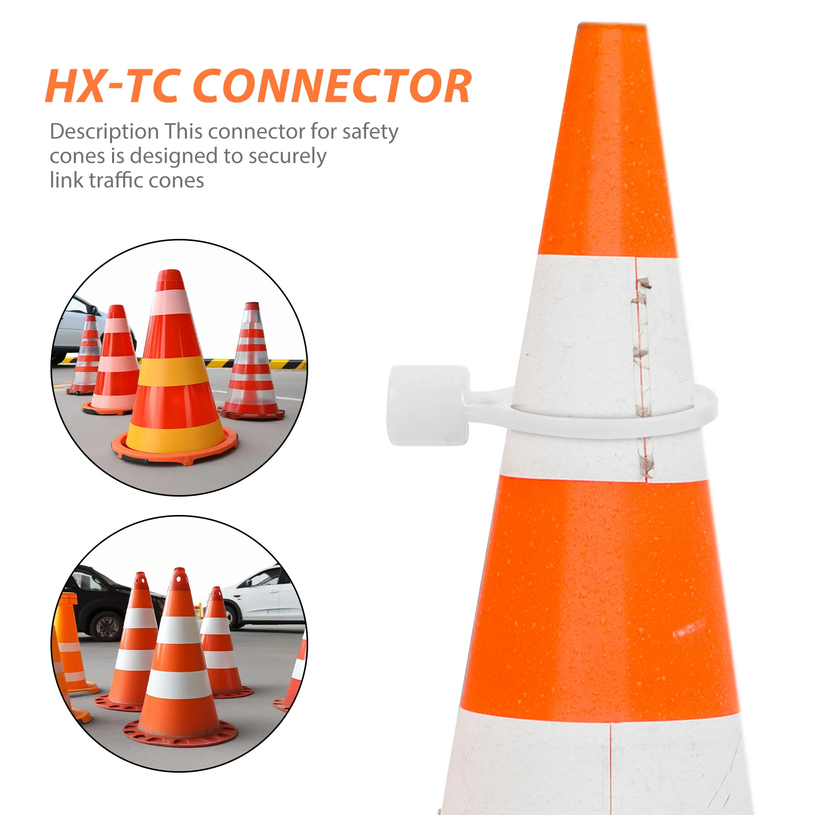 6pcs Safety Cone Connector Pvc Retractable Ring For Traffic Cones Road Parking Barrier Warning Chain Construction Site Driveway