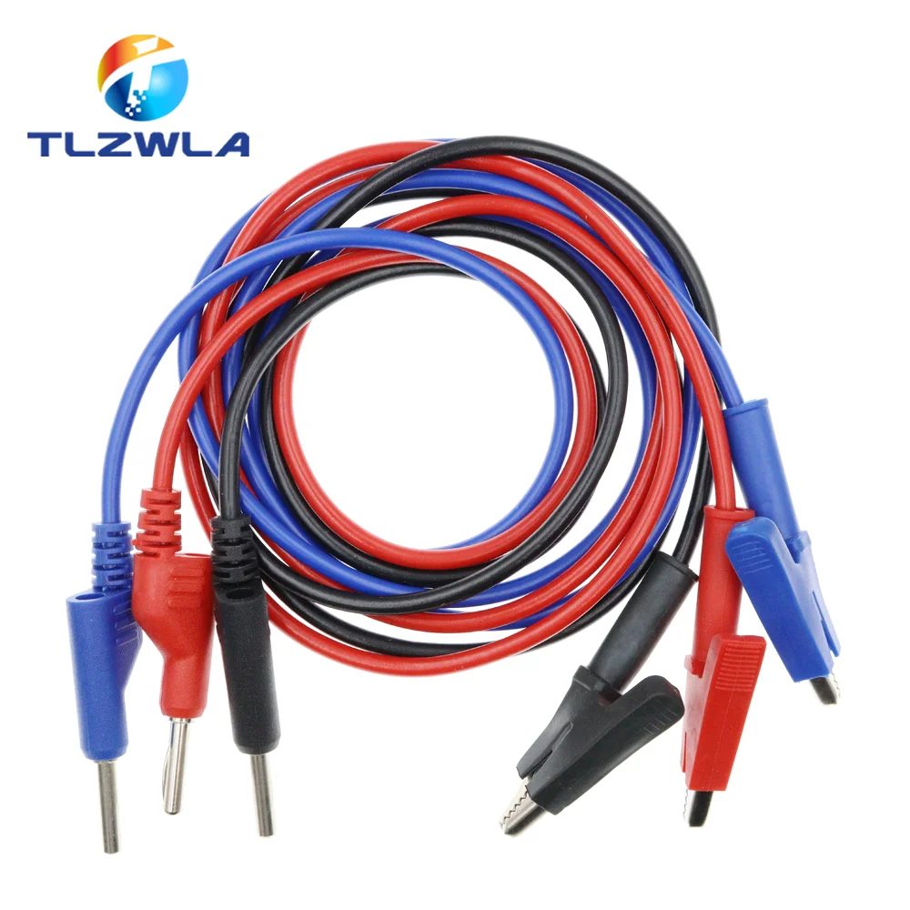 1PCS 4MM Banana Plug to Alligator Clip Multimeter Test Leads Stackable Cable Wire 1M Electrical Tools Accessories