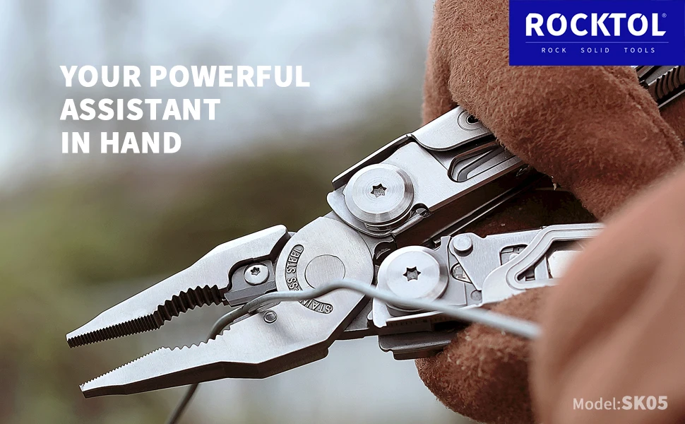 ROCKTOL Multiherramienta 29 En 1 Con Cortadores Reemplazables – Acero Inoxidable Para Camping Y Bricolaje