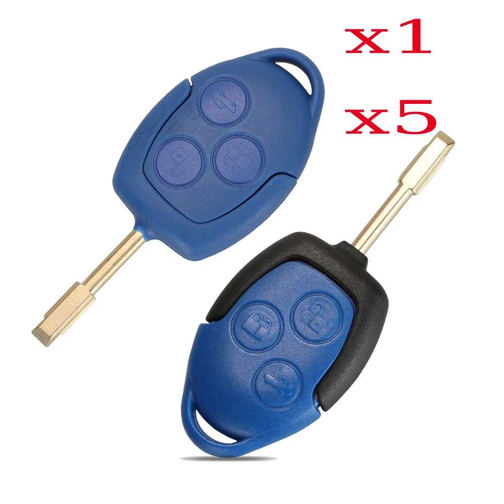 Jingyuqin X1 X5 Ersatz 3-Tasten-Transit Connect Set Funkschlüsselgehäuse für Ford Blue Case