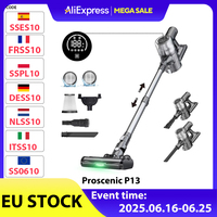 Proscenic P13 Cordless Vacuum Cleaner, 35Kpa Suction, Stick Vacuum with Green Light, Led Display, Anti-Tangle Roller Brush
