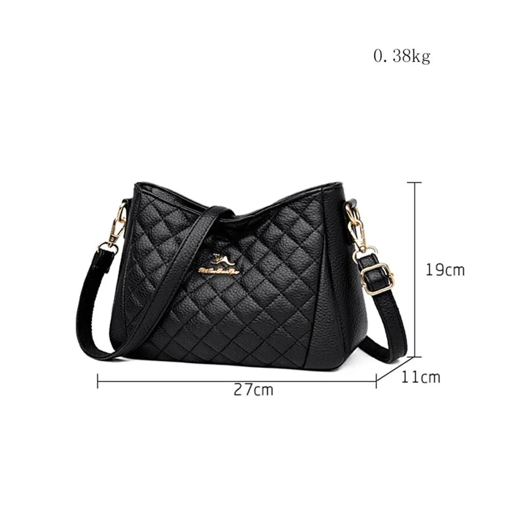 High Quality Soft Leather Women Crossbody Shoulder Bags Luxury Solid Color Diamond Lattice Handbag Female Messenger Tote Buckets