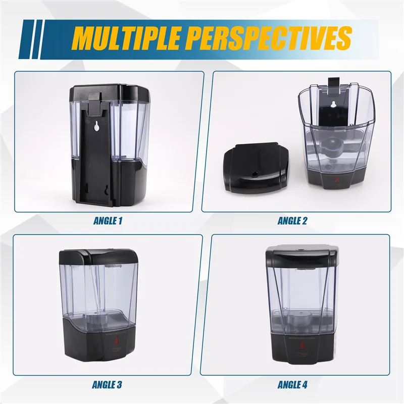 Dispensador automático de jabón AB45, Sensor de movimiento infrarrojo sin contacto, montaje en pared de 700Ml, manos libres para baño, cocina, Hotel