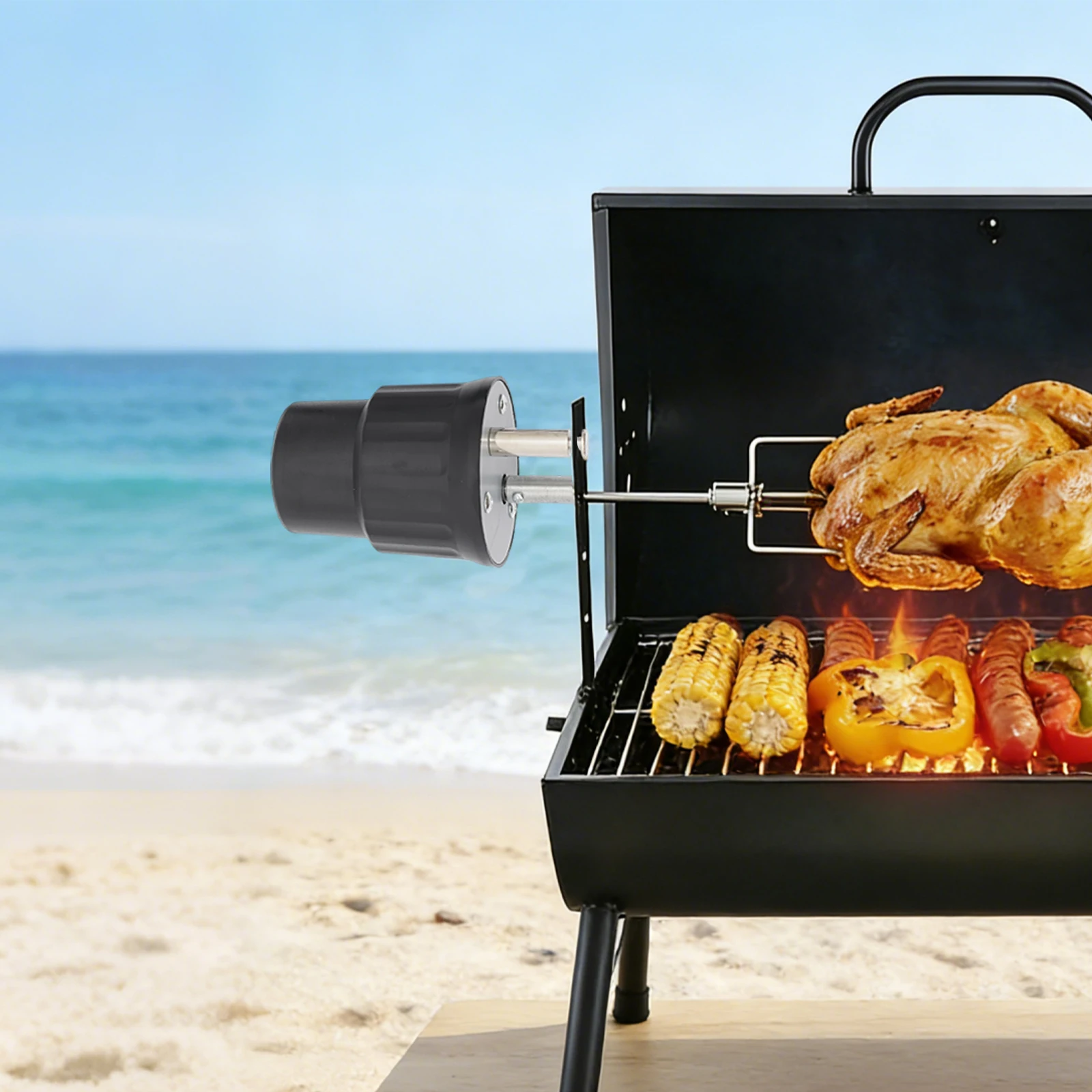 Moteur de barbecue 220V, moteur synchrone 2 tr/min, moteur de rotation à vitesse lente et robuste pour rôtissoire, présentoir, 8,1*8,1*13,9 cm