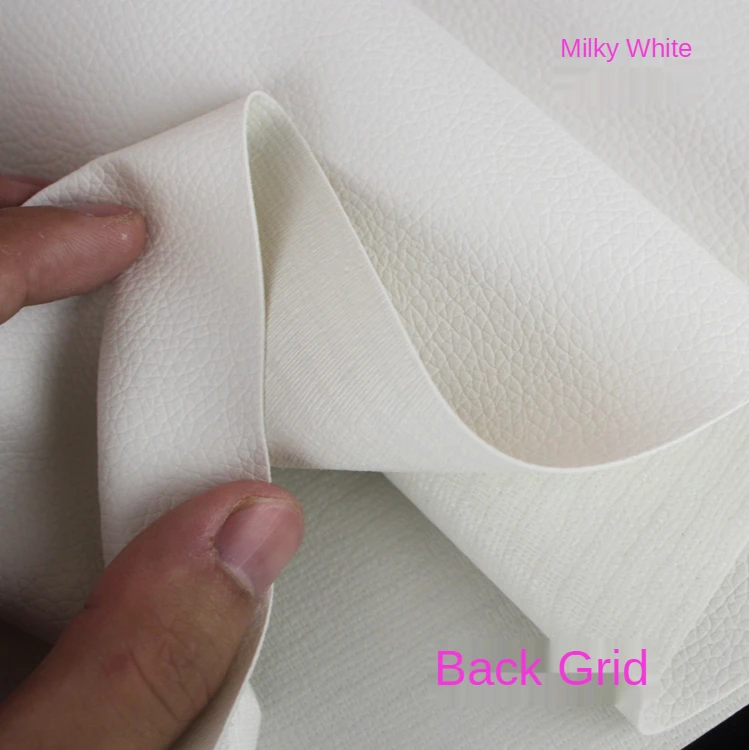 faux Leather By The Meter Per for Upholstery Bag Sofa Seat Cover sew Small Lychee Pattern Soft Artificial PU Waterproof White