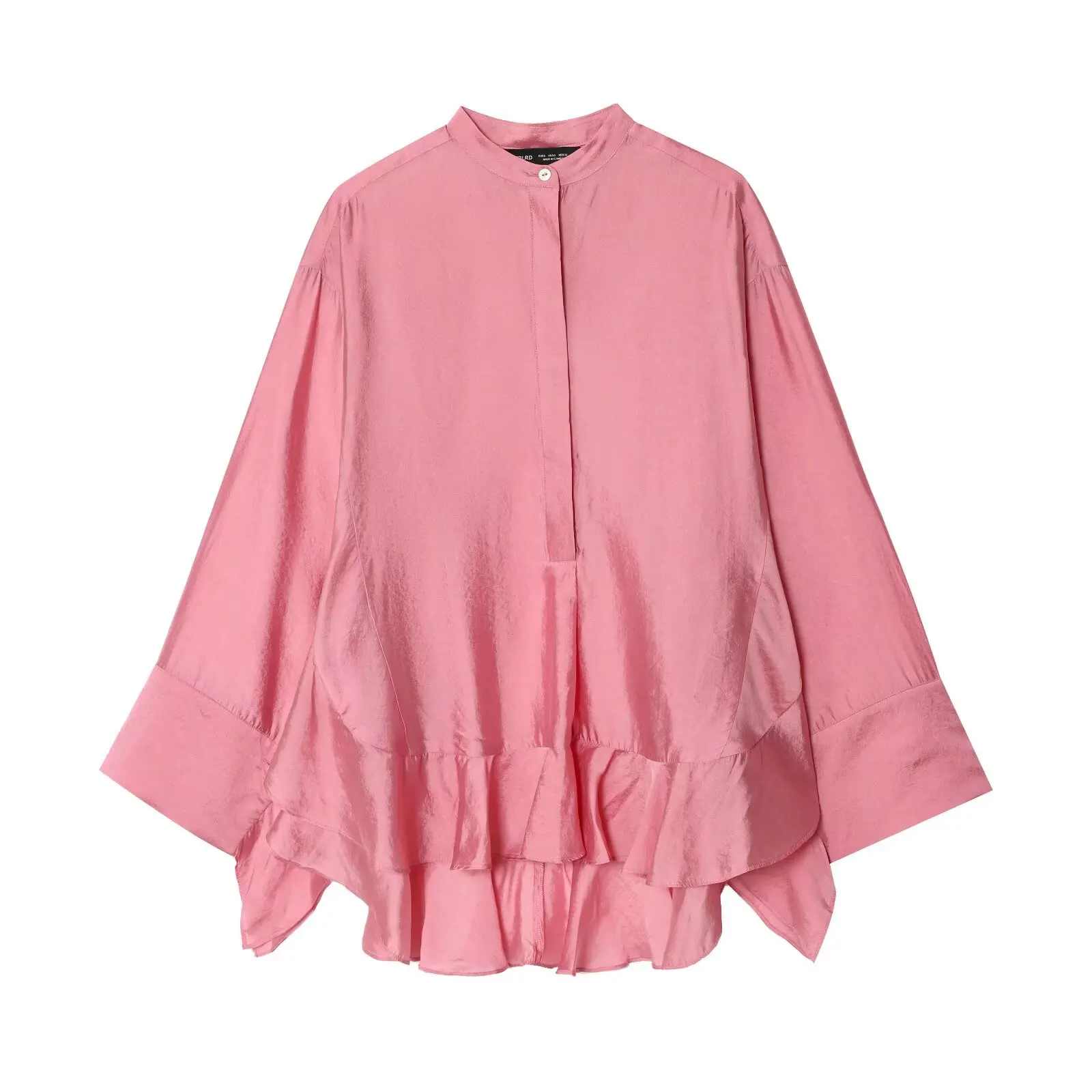 

Korejepo 2025 New Women Clothing European American Style Fashionable Simple and Loose Ruffle Edge Shirt Top
