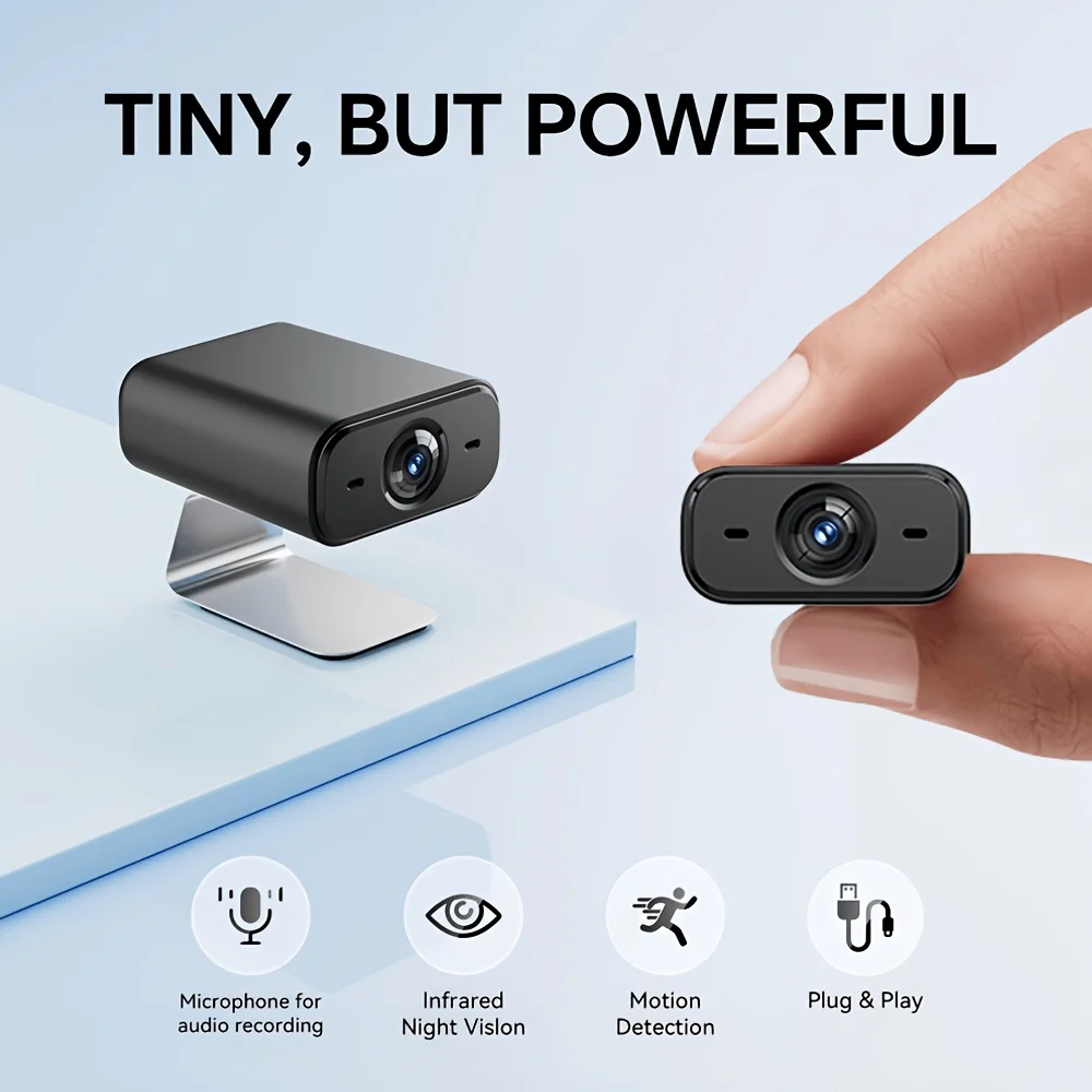 Câmera de Segurança Mini Sem Fio para Uso Interno com Visão Noturna, Alerta de Detecção de Movimento, USB 2.4GHz WiFi Doméstico, Monitoramento de Animais de Estimação e Veículos