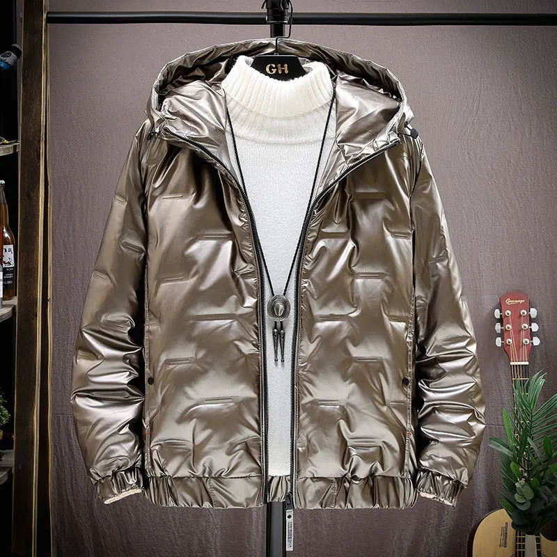 Winter Plus Größe männer Weiße Ente Unten Mäntel Mode Einfache Shiny Warme Mantel Casual Streetwear Lose Feste Farbe Unten jacke Männer