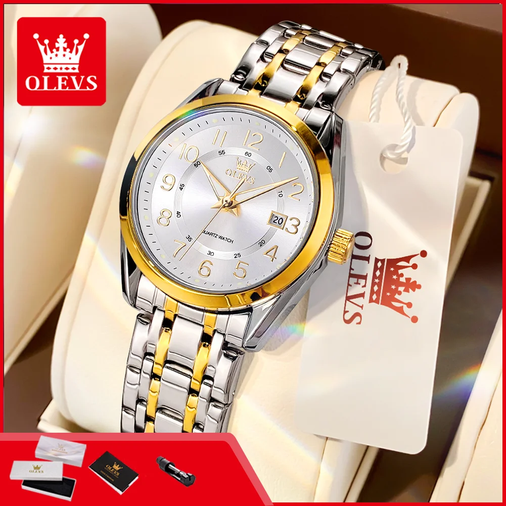 OLEVS 3666 Original Quartz Wristwatches for Woman Digital Dial Waterproof Luminous Calendar Luxury Elegant Dress Women's Watches
