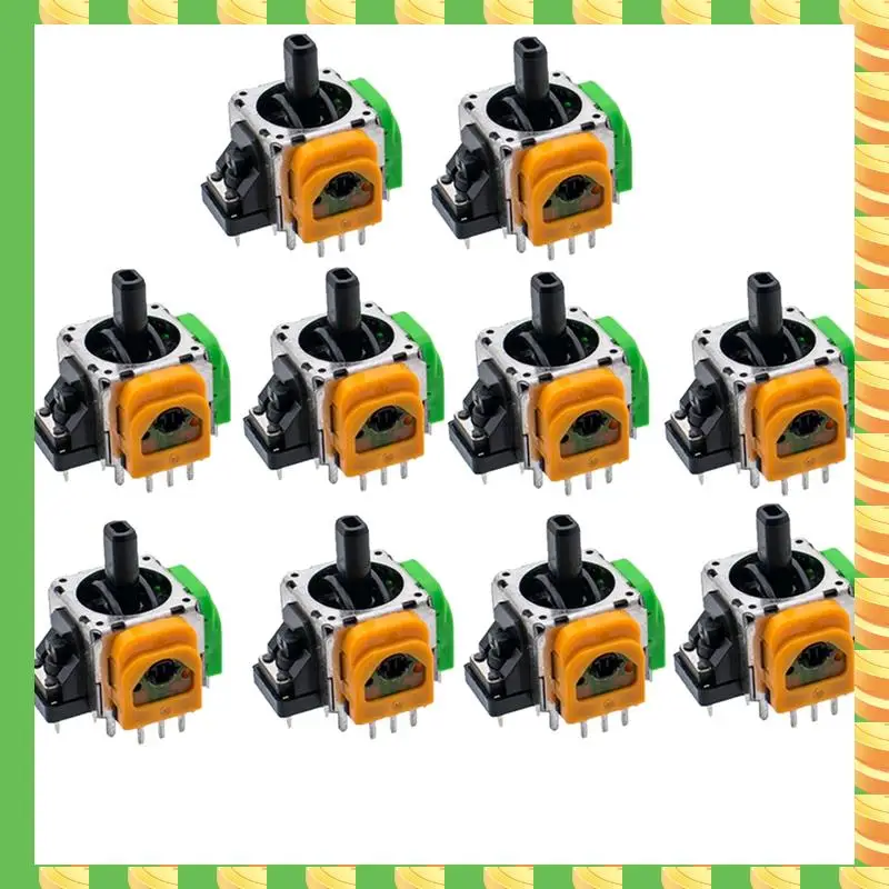 AB53 10 Uds para PS4 Hall potenciómetro de Joystick electromagnético naranja y verde Metal + plástico ajustable IC electromagnético Joyst