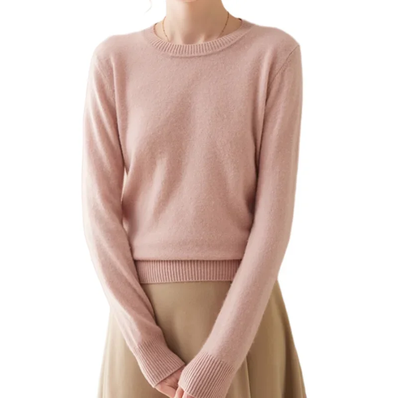 fashion classic style crew neck knit cashmere jumper cashmere pullover sweater for women