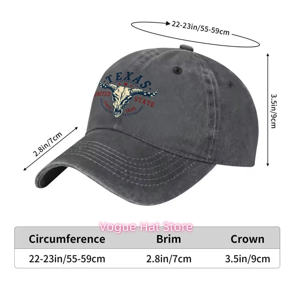 1pc Unisex Texas Bull Head Vintage Washed Baseball Cap - Men's Trendy Hat - Versatile Duckbill Cap  Fun Print  A Unique Birthd