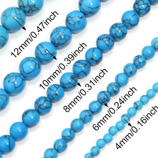 1 Strand Turquoise Beads Natural Stone Beads 4/6/8/10/12mm Round Loose Spacer Beads For Jewelry Making DIY Bracelet Accessories