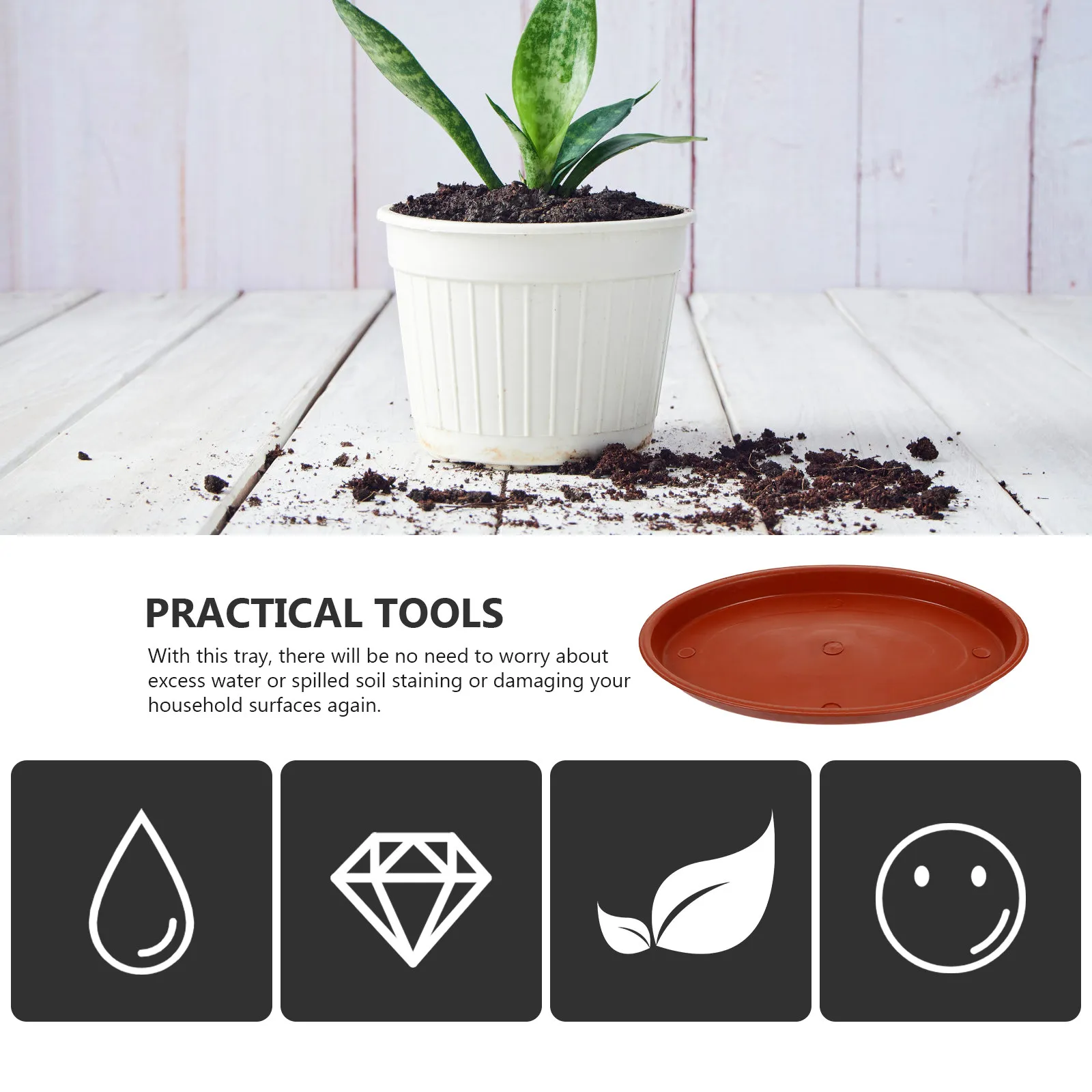 

Набор из 5 прочных пластиковых поддонов для цветочных горшков, овальные подставки для растений, защита от протекания, уловитель почвы и воды для дома, офиса, сада