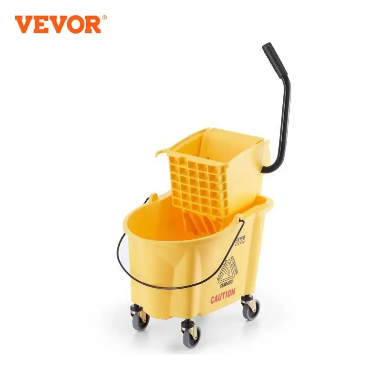 VEVOR Mop Bucket with Wringer Commercial Mop Bucket with Side Press Wringer for Professional Industrial Business Floor Cleaning