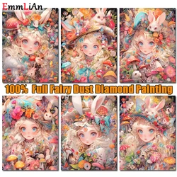 2024 New Anime Girl DIY Fairy Dust Diamond Painting Cross Stitch Kit Full Crystal Mosaic Embroidery Rabbit Mushroom Home Decor