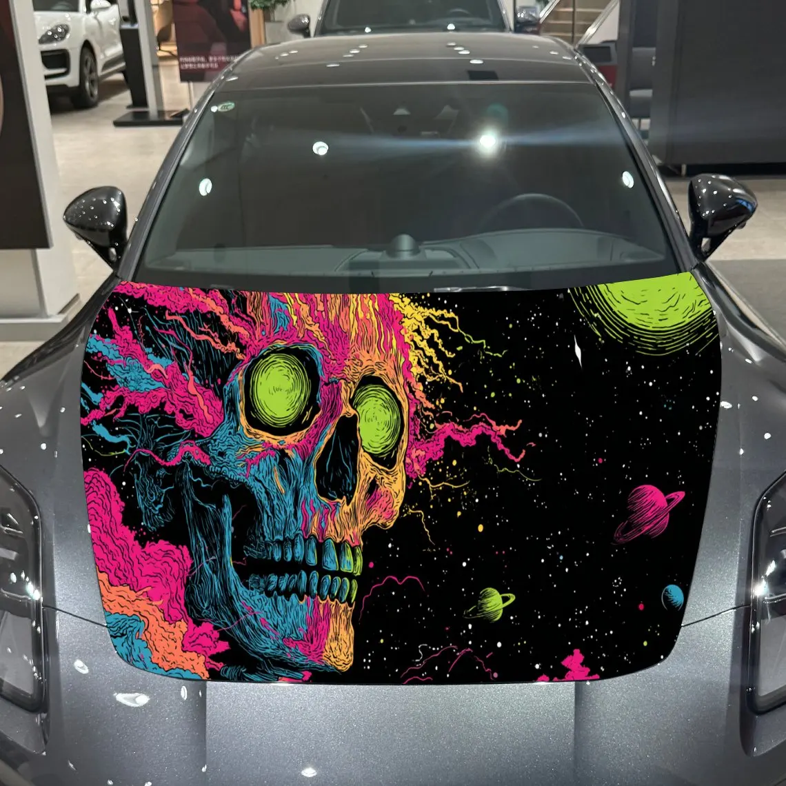 

Strange and Magical Skull Auto Cover Sticker, Waterproof and Self-adhesive Car Hood Decal, Auto Vinyl Wraps, Cool Car Exterior D